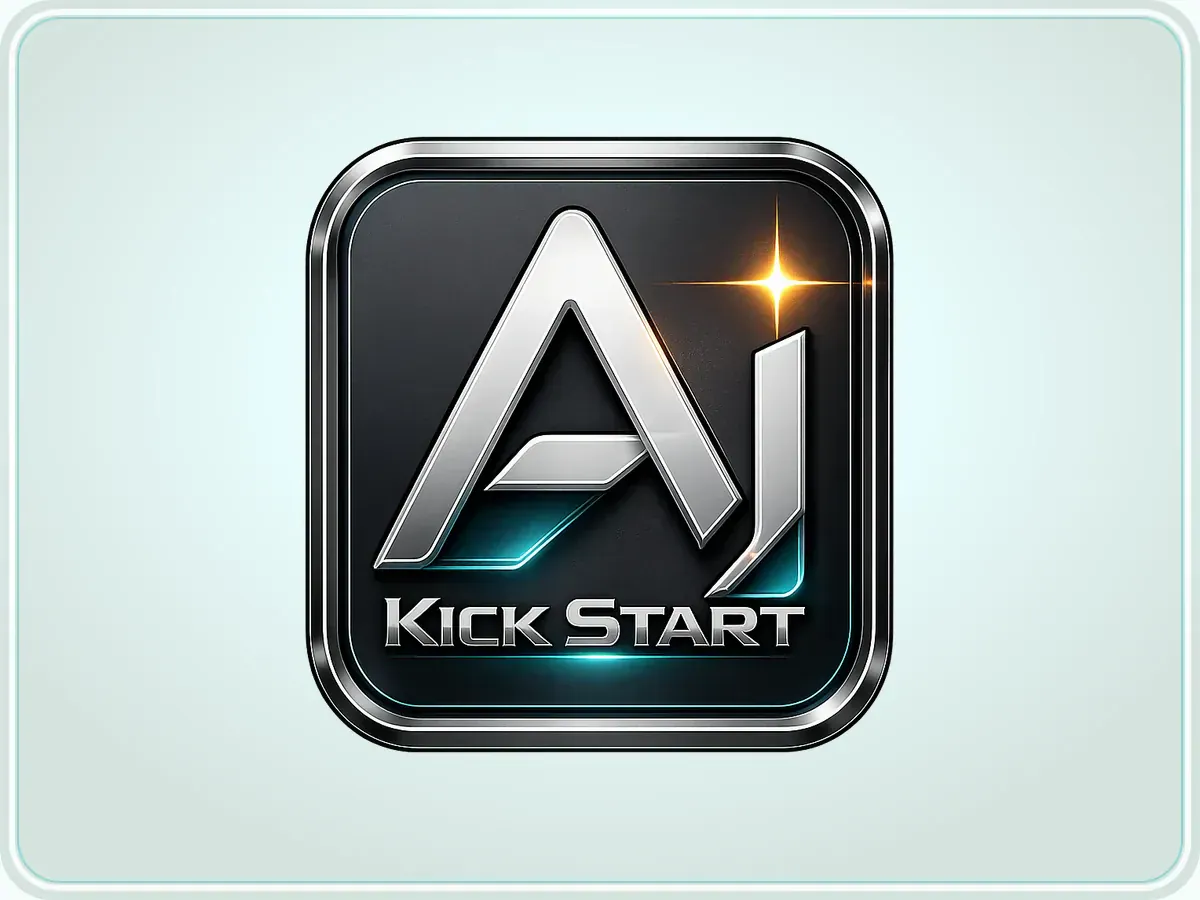 Approved AI Kick Start logo mark on a bright pearl stage with teal and amber highlights