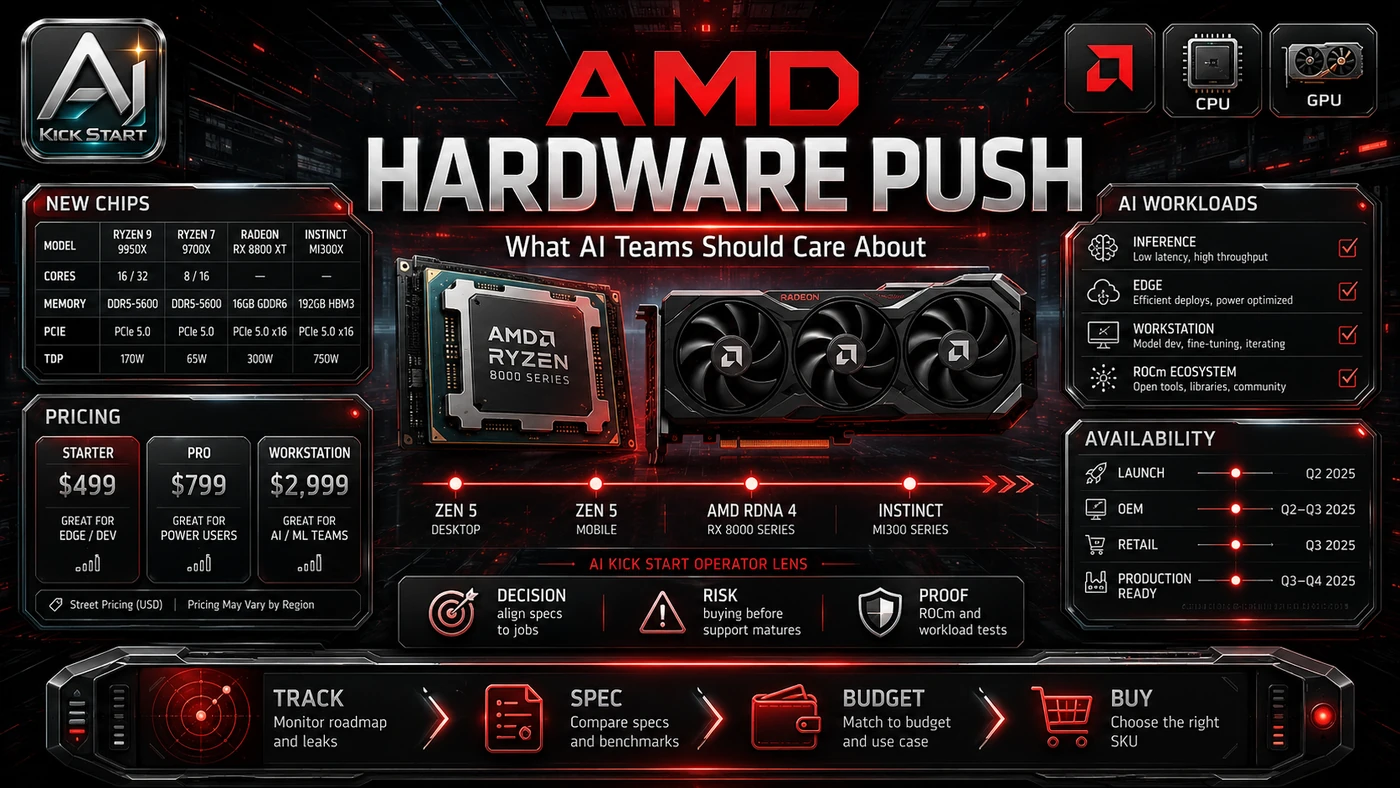 AI Kick Start editorial image for AMD's Latest Hardware Push: What Teams Should Actually Test in Local AI Compute.